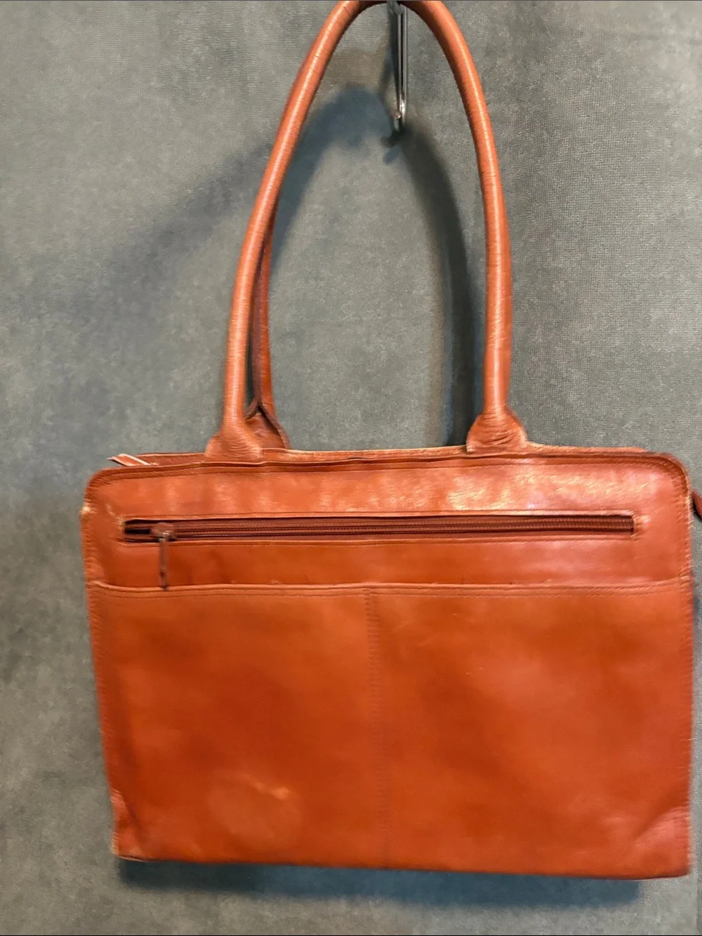 Source Unknown Cognac Brown Leather Laptop Bag